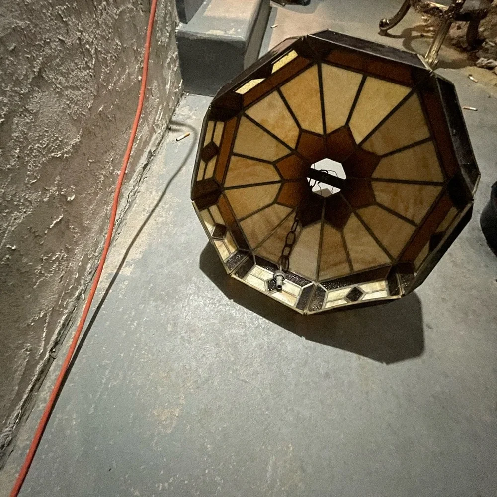 Vintage Stained Glass Ceiling Light Fixture - Picture 3 of 3